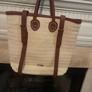Elegant Cream and Brown Tote Bag